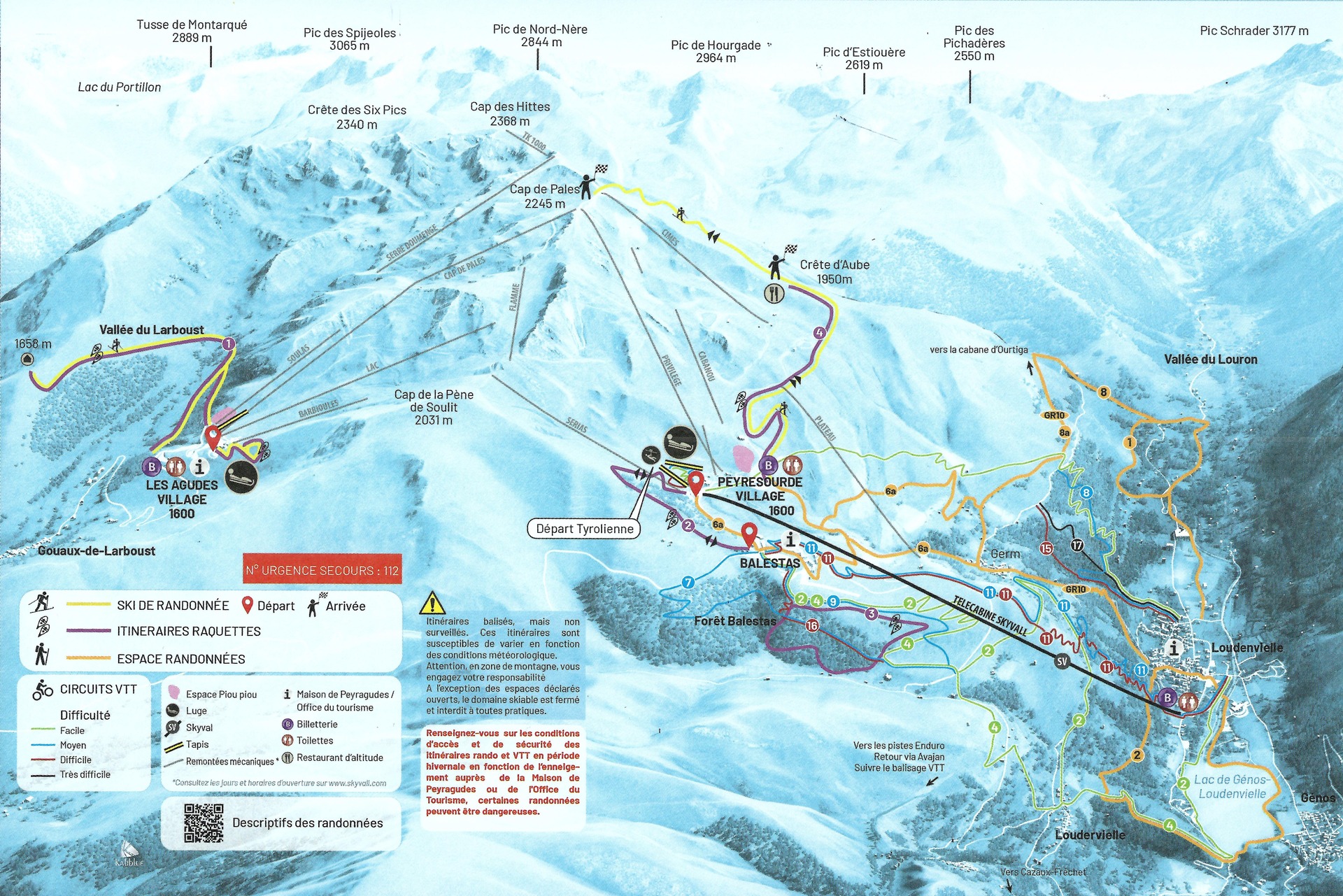 Itinéraires de raquettes et ski de rando à Peyragudes